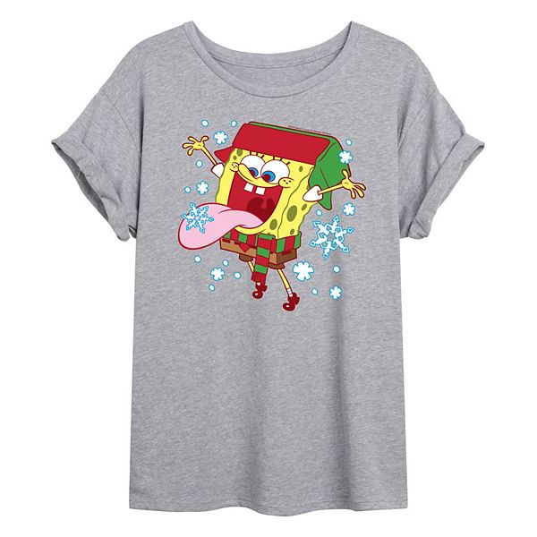 

Футболка Juniors Spongebob Squarepants Catching Snowflakes oversized Nickelodeon, Heather Gray, Белый, Футболка Juniors Spongebob Squarepants Catching Snowflakes oversized Nickelodeon, Heather Gray