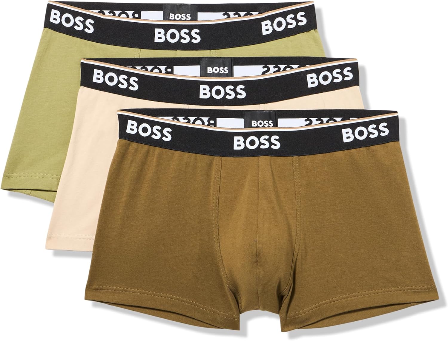 

BOSS мужские трусы 3 шт, разноцветные, с крупным логотипом, Cashew/Split Pea/Olive