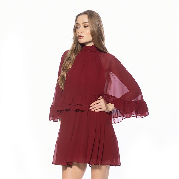 

Женское платье Vespera с воротником-стойкой и рюшами Alexia Admor, Burgundy