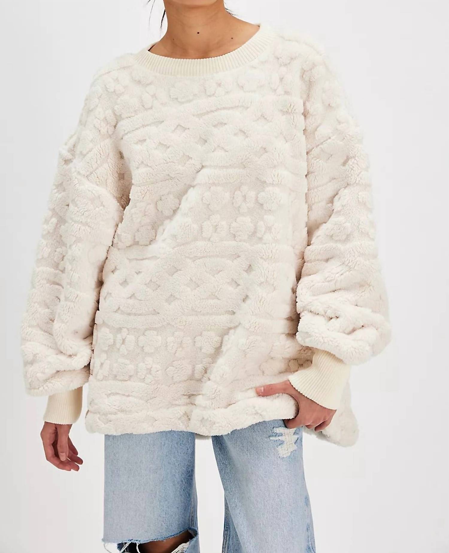 

Толстовка с косой вязкой в ​​цвете слоновой кости Free People