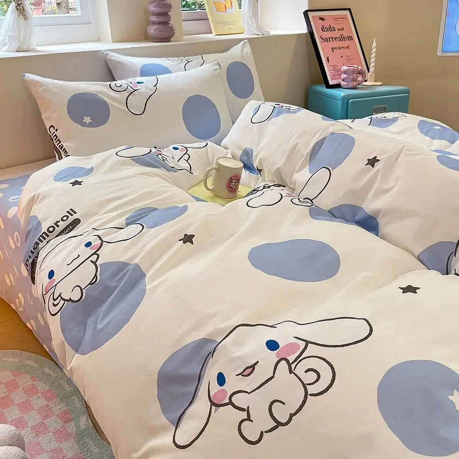 

Комплект постельного белья Cinnamoroll, белый/синий