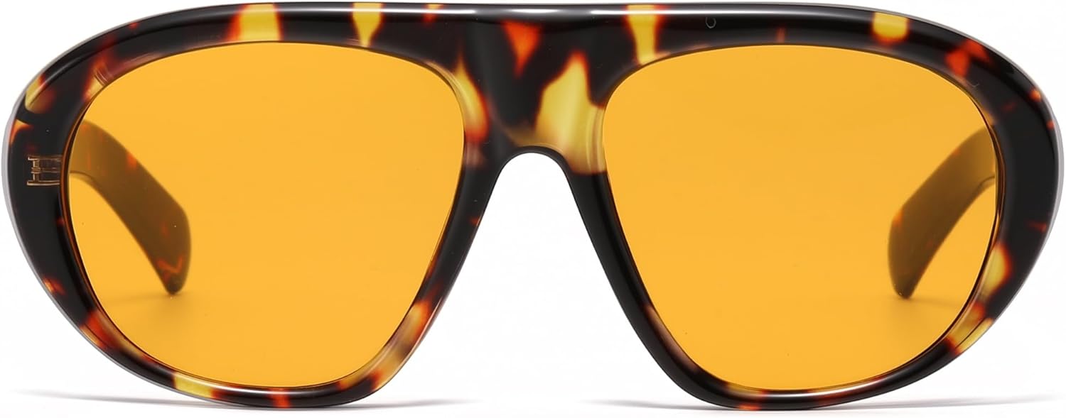 

Модные солнцезащитные очки-авиаторы VANLINKER для женщин и мужчин, модель 2026, в стиле ретро-шик, увеличенного размера, с плоской верхней частью, защита от УФ-излучения UV400, VL9935, Tortoise Frame Yellow Lens