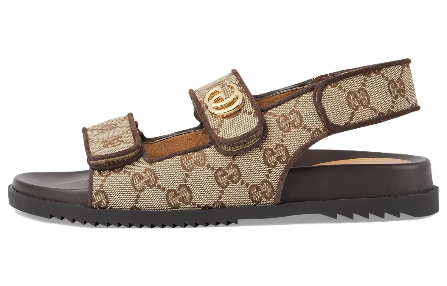 Женские сандалии Double G «Beige Ebony» GUCCI, Brown