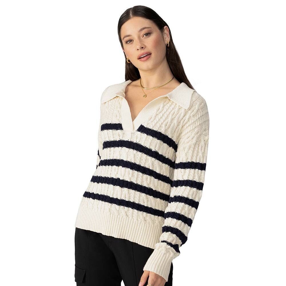 

Женский вязаный свитер с воротником Sanctuary Johnny Modern Supply от Sanctuary Modern Supply by Sanctuary, цвет Cream And Navy Stripe