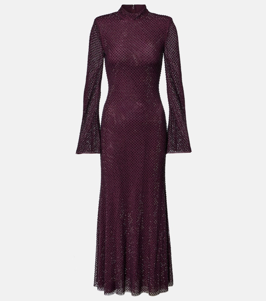 

Макси-платье с пайетками и сеткой Self-Portrait, Burgundy