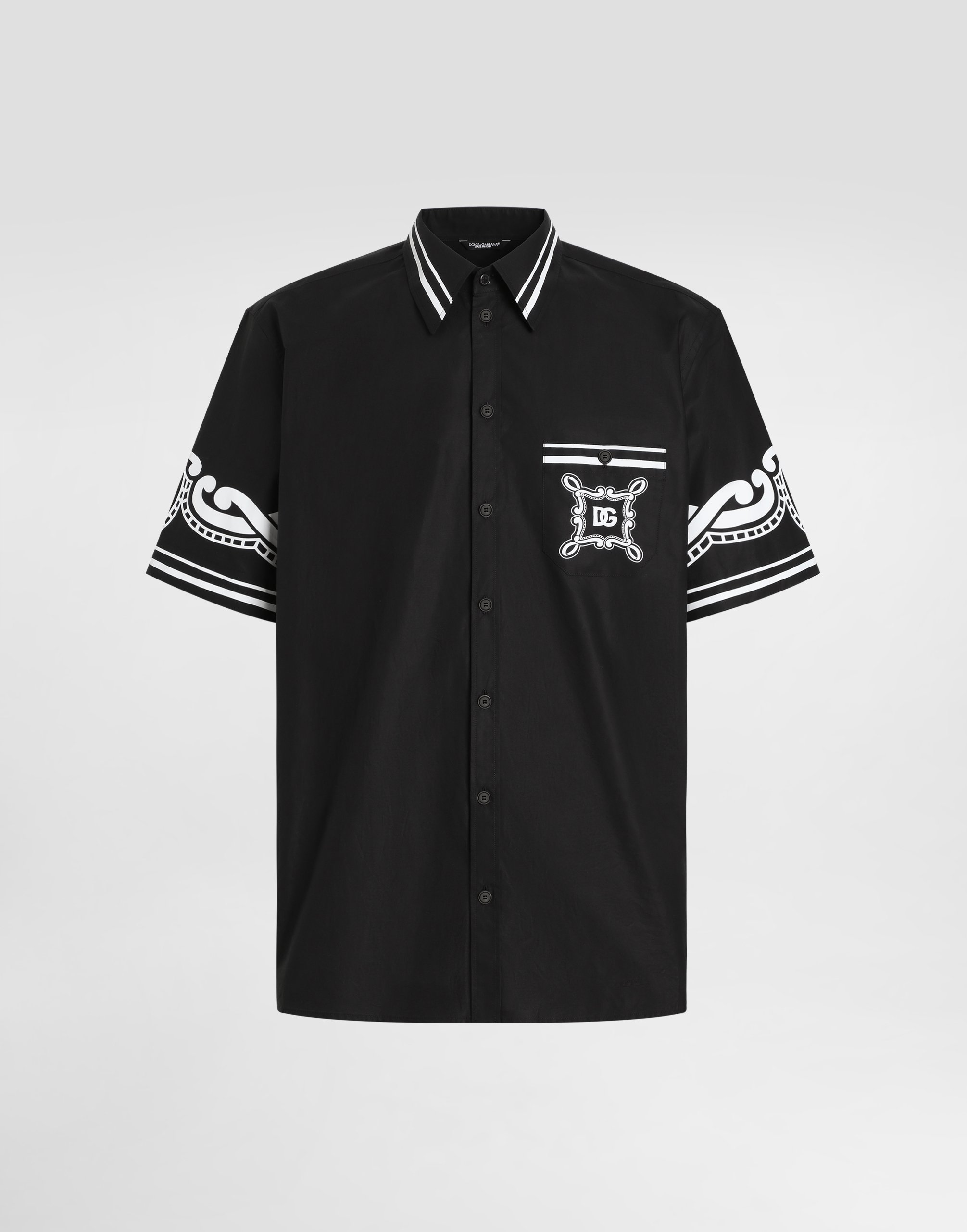 

Рубашка из поплина с принтованными деталями Dolce & Gabbana, черный
