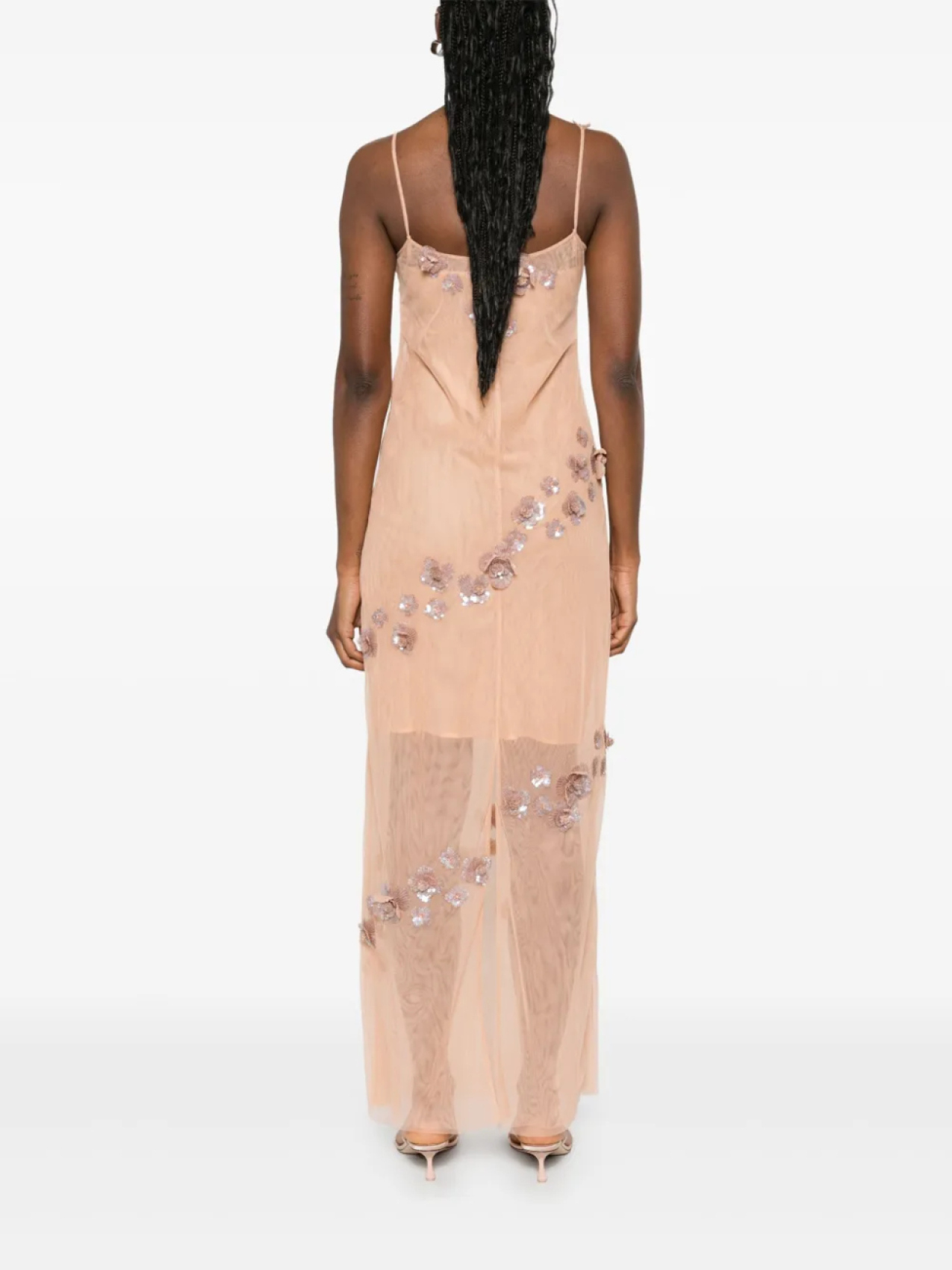 Платье Blumarine Sequined Tulle Maxi, розовый — фото 4