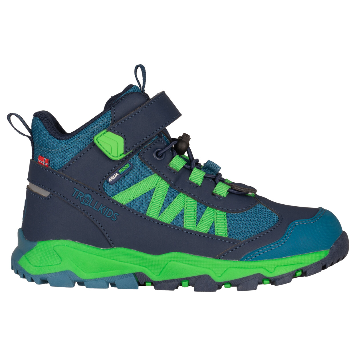 

Походная обувь Trollkids Tronfjell Hiker Mid, цвет Mystic Blue/Fresh Green