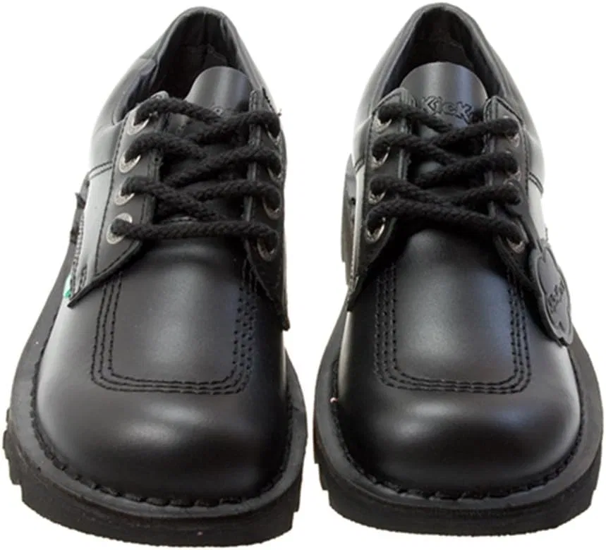 Детские кожаные школьные туфли Kickers Kick Lo Core, Black — фото 4
