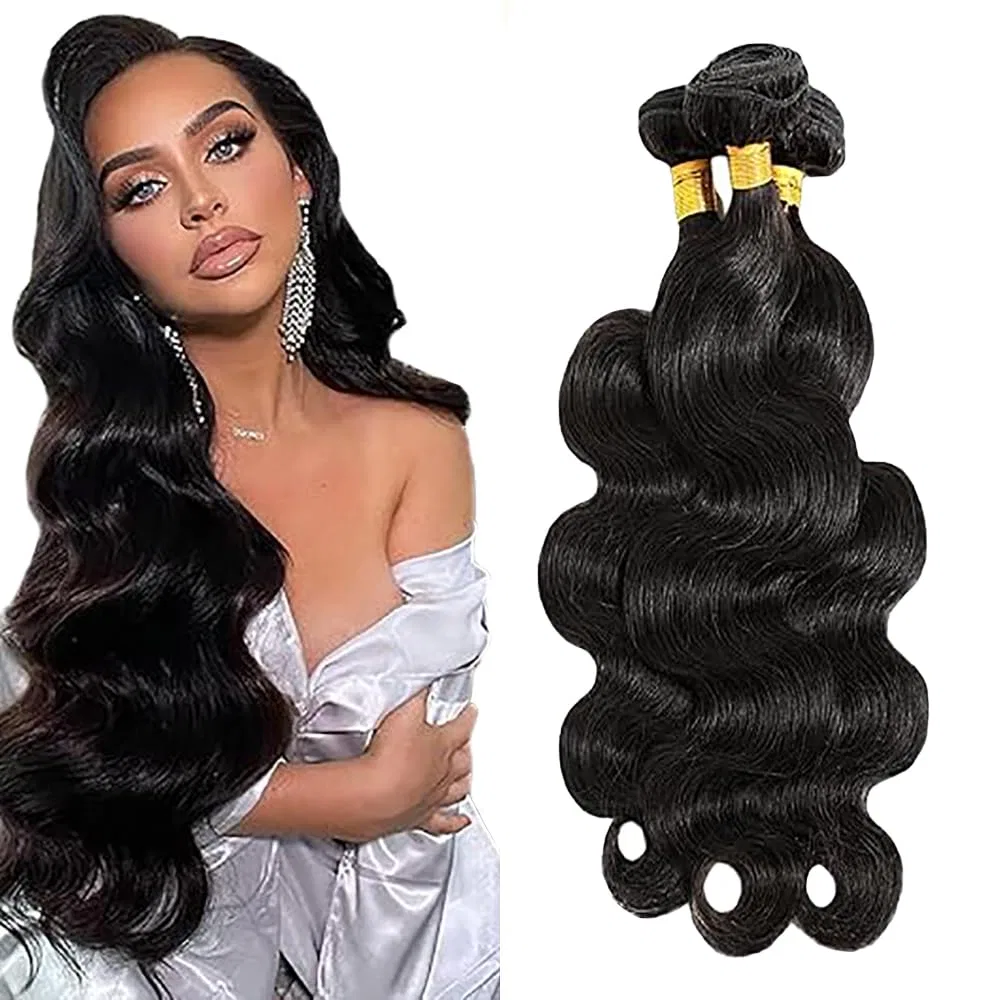 Наращивание волос Body Wave из натуральных волос Remy, 3 пучка, двойной уток, #1B натуральный черный, 86 см Shoaiye, #1B-Bb