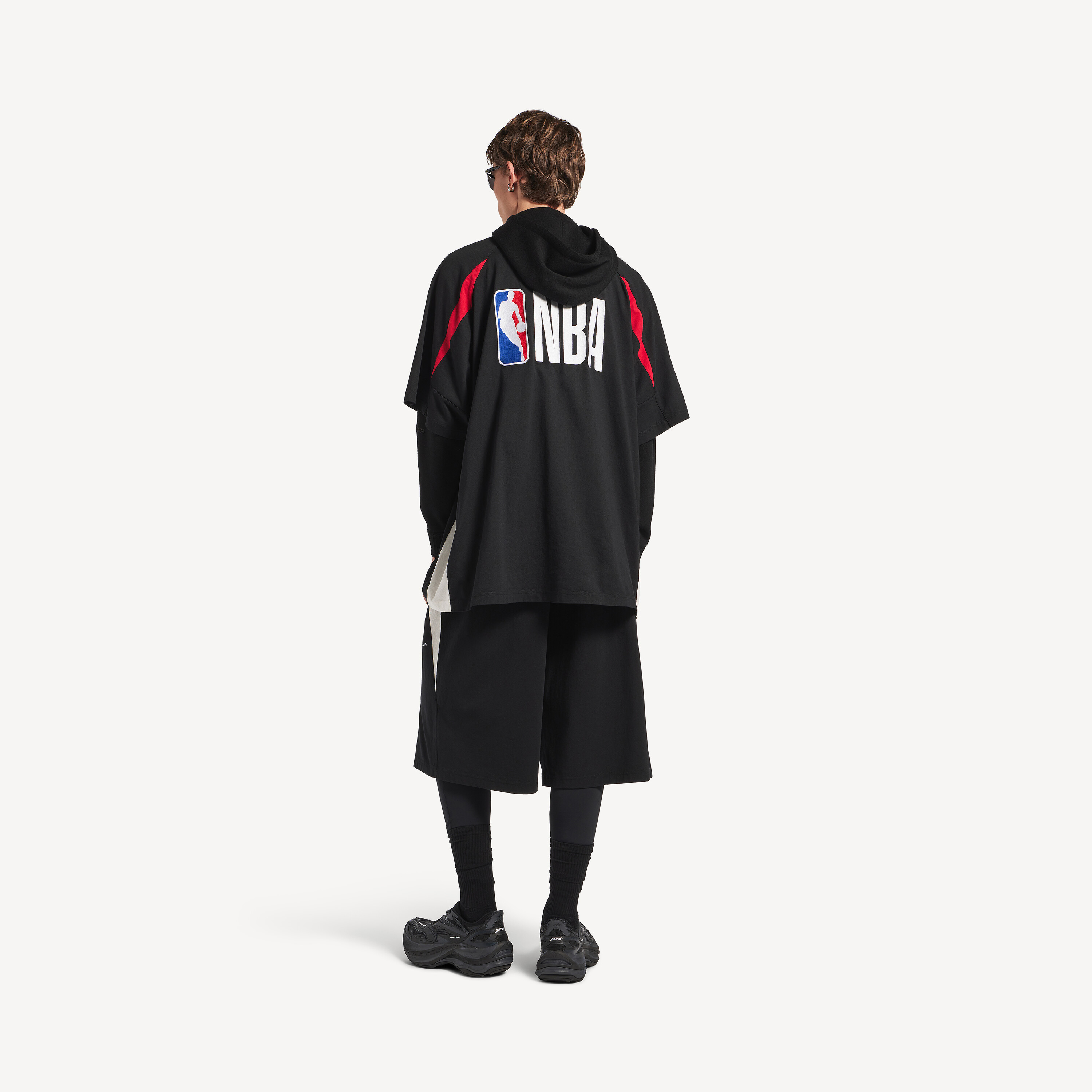 Мужские шорты для тренировок Balenciaga | Коллаборация с NBA, черно-белые, серый — фото 4