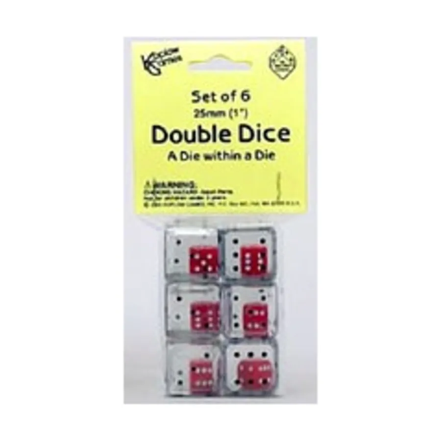 

d6 двойные кубики 25 мм — прозрачные с черным (6), Dice - Double & Triple (Koplow)