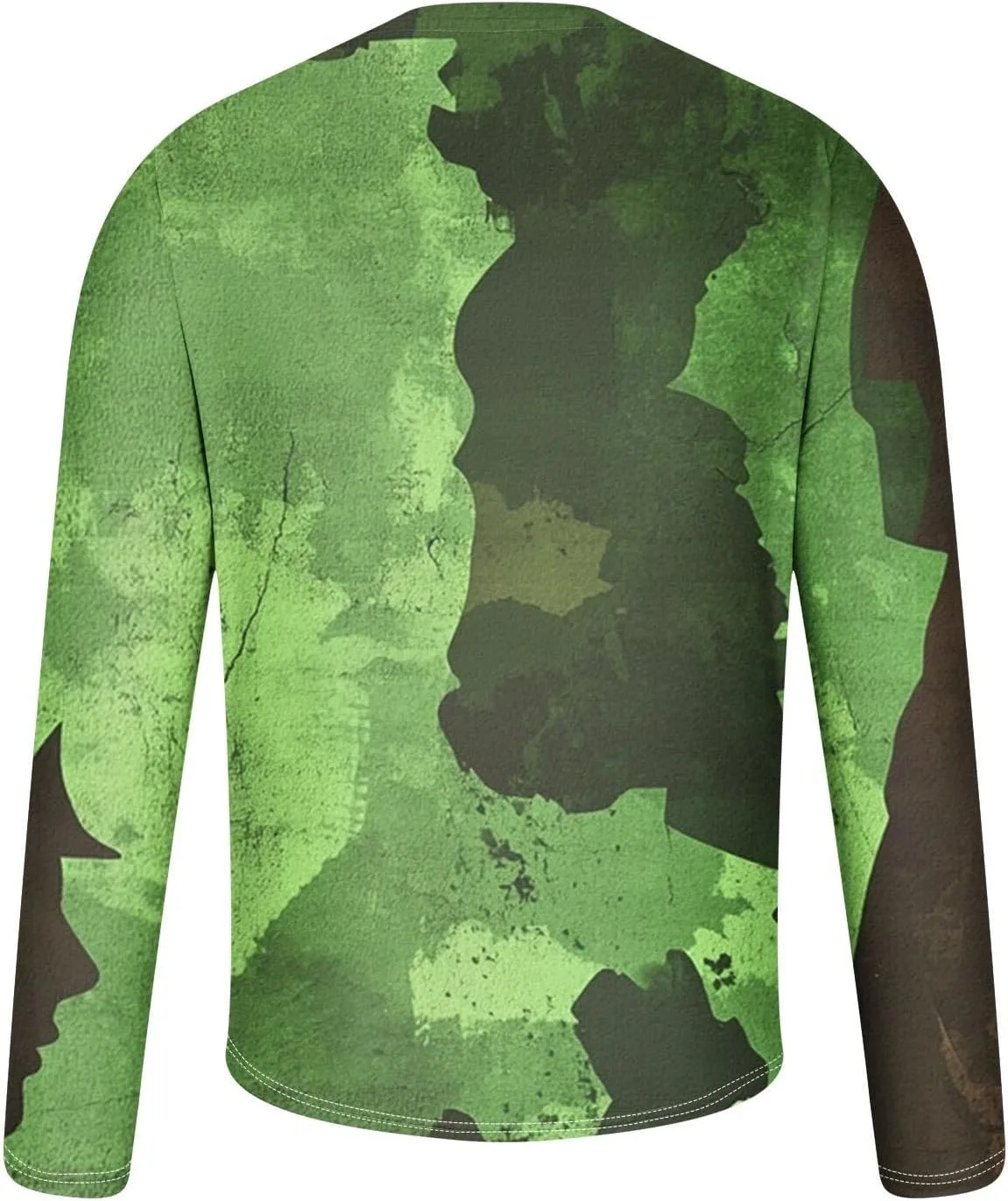 Мужская футболка с длинным рукавом Camouflage Print, Casual, Cotton, Loose Fit — фото 3