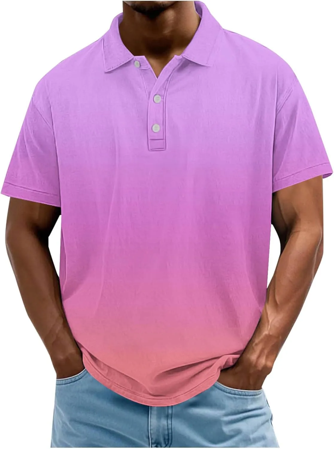 

Футболка-поло для мужчин 2025, короткий рукав, градиент Xiaojmake