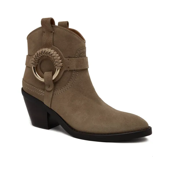 Кожаные ковбойские сапоги See by Chloé, бежевый