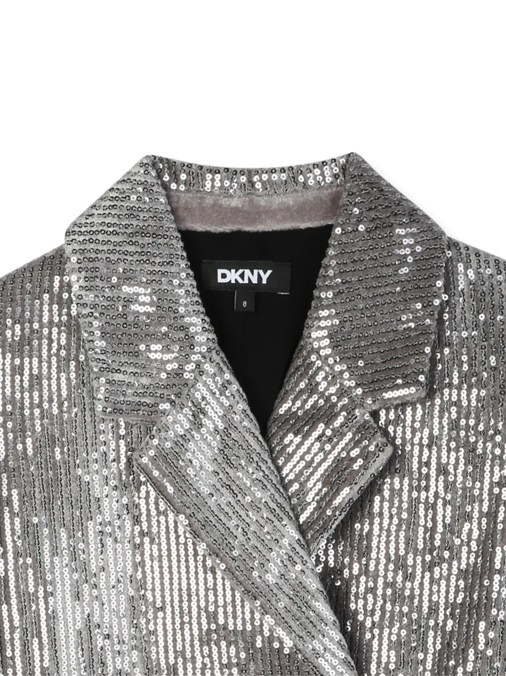 Двубортный пиджак с пайетками Dkny Kids, серый — фото 3