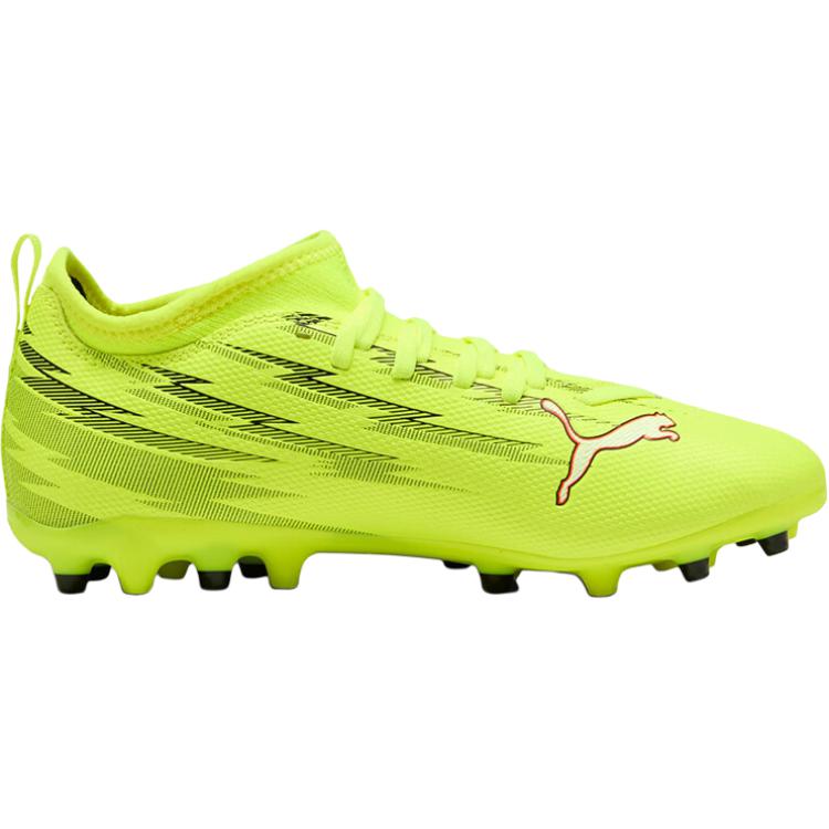 Puma Детские футбольные бутсы ULTRA 6 с противоскользящим покрытием, низкие, неоново-желтого цвета — фото 3