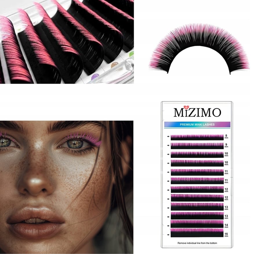 

Отдельные ресницы 8-15 мм, изгиб D, 12 полосок OMBRE BLACK-PINK Tojato
