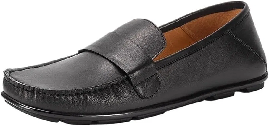 Лоферы кожаные Mens Leather Loafers, черный DHFIRUFSHLO