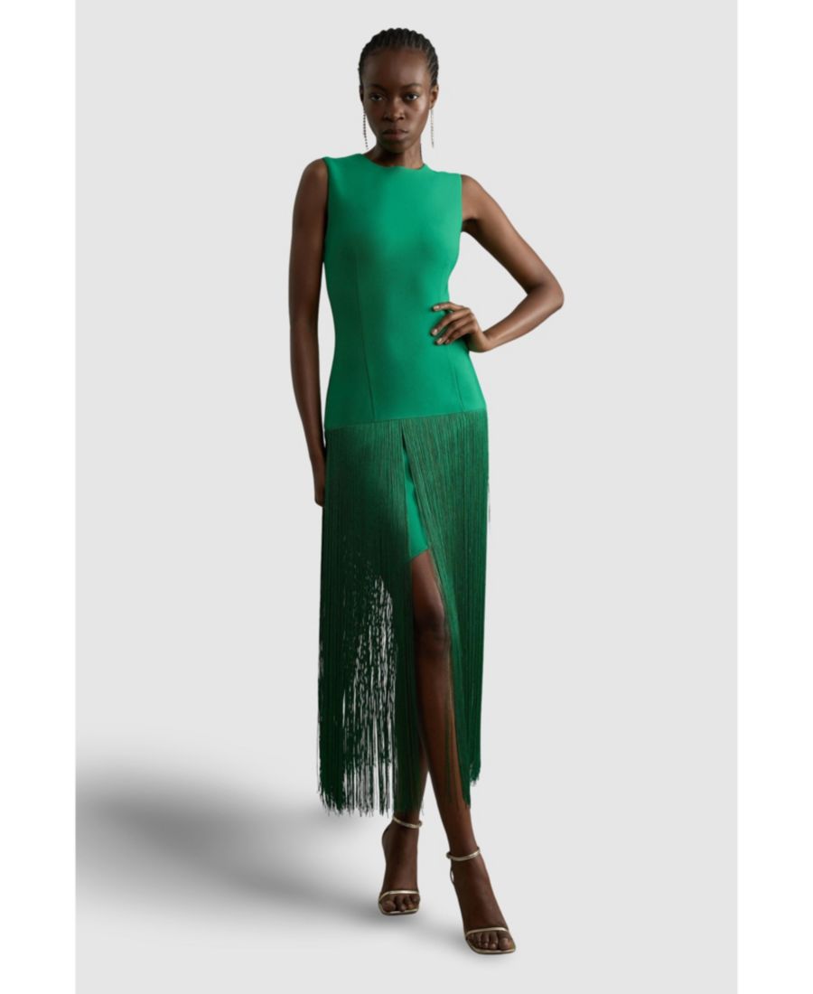 

Женское вязаное платье с бахромой по низу Karen Millen, Green