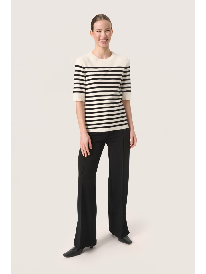 

Вязаный свитер SLSpina, прямого кроя, белого цвета с черной полоской Soaked in Luxury