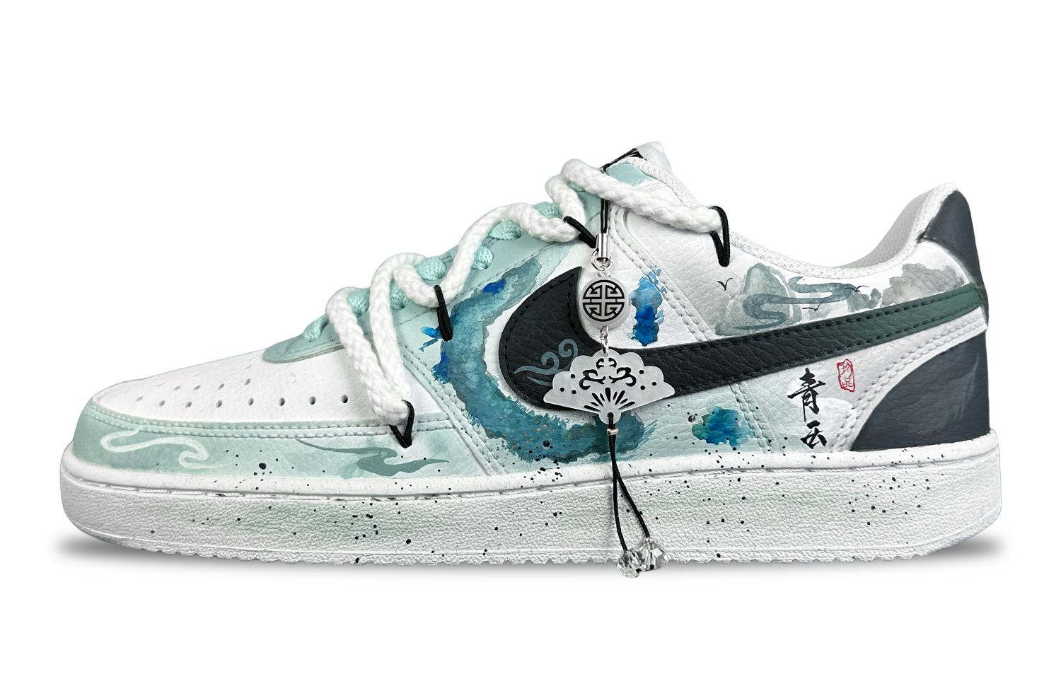 

Nike Кроссовки Court Vision 1 Cyan Cloud с антискользящим покрытием, износостойкие, низкие, мужские, для скейтбординга, голубые