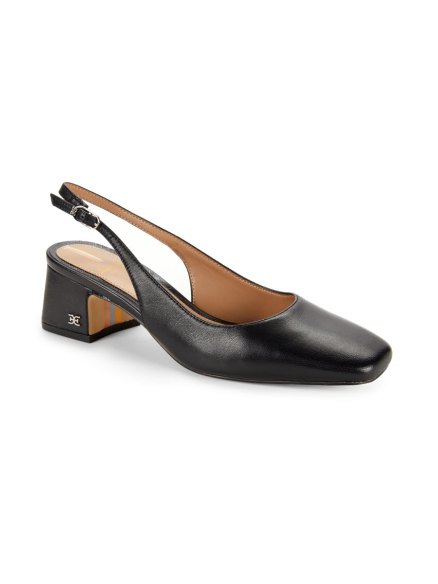 Туфли-лодочки Terra 51MM из кожи с открытой пяткой Sam Edelman, цвет Black Leather — фото 2