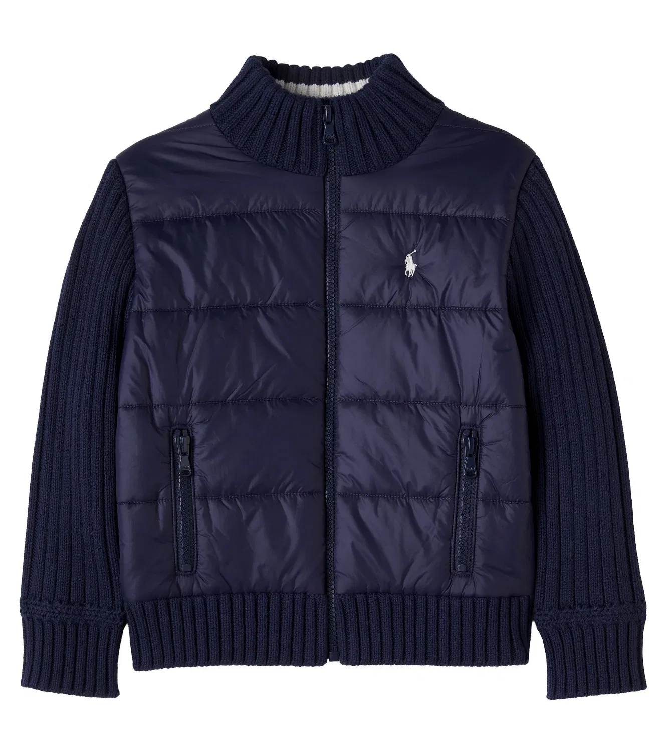 Стеганый свитер с молнией Newport Navy Multi Polo Ralph Lauren Kids, синий