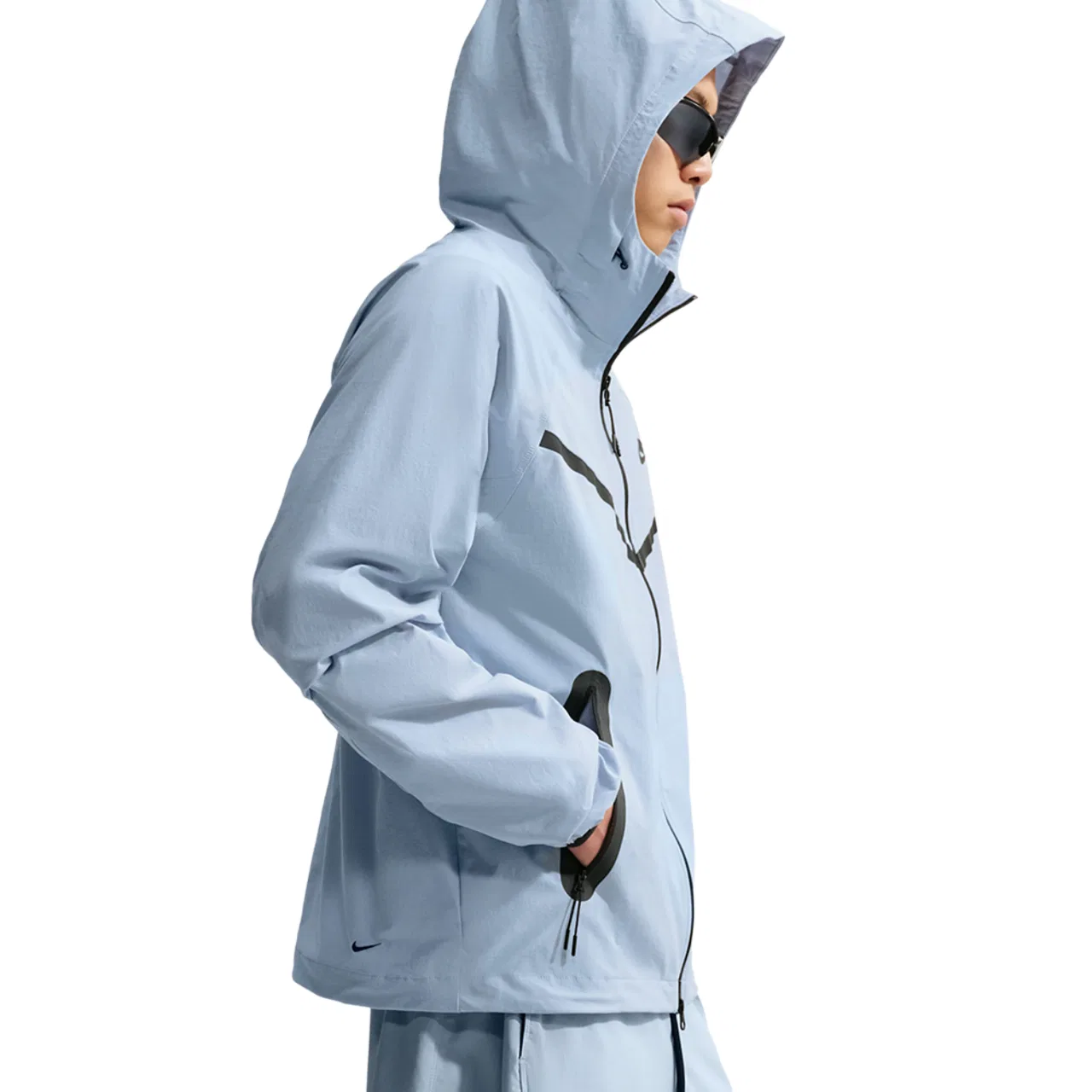 Мужская куртка с капюшоном, ветрозащитная, Nike Tech, Nike, Light Armory Blue/Light Armory Blue/Black — фото 3