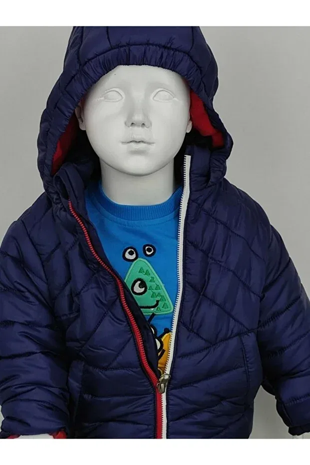 Детское зимнее пальто для девочек с капюшоном Midimod Gold, Navy Blue