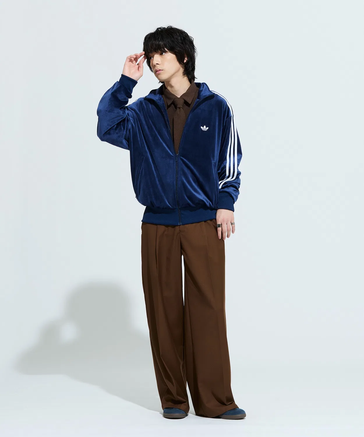 Женский укороченный топ-трак с длинным рукавом свободный крой Adidas Originals, Blue — фото 2