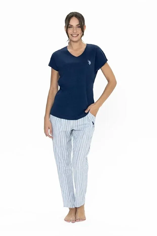 Женская пижама с коротким рукавом, с принтом U.S. Polo Assn., Navy Blue
