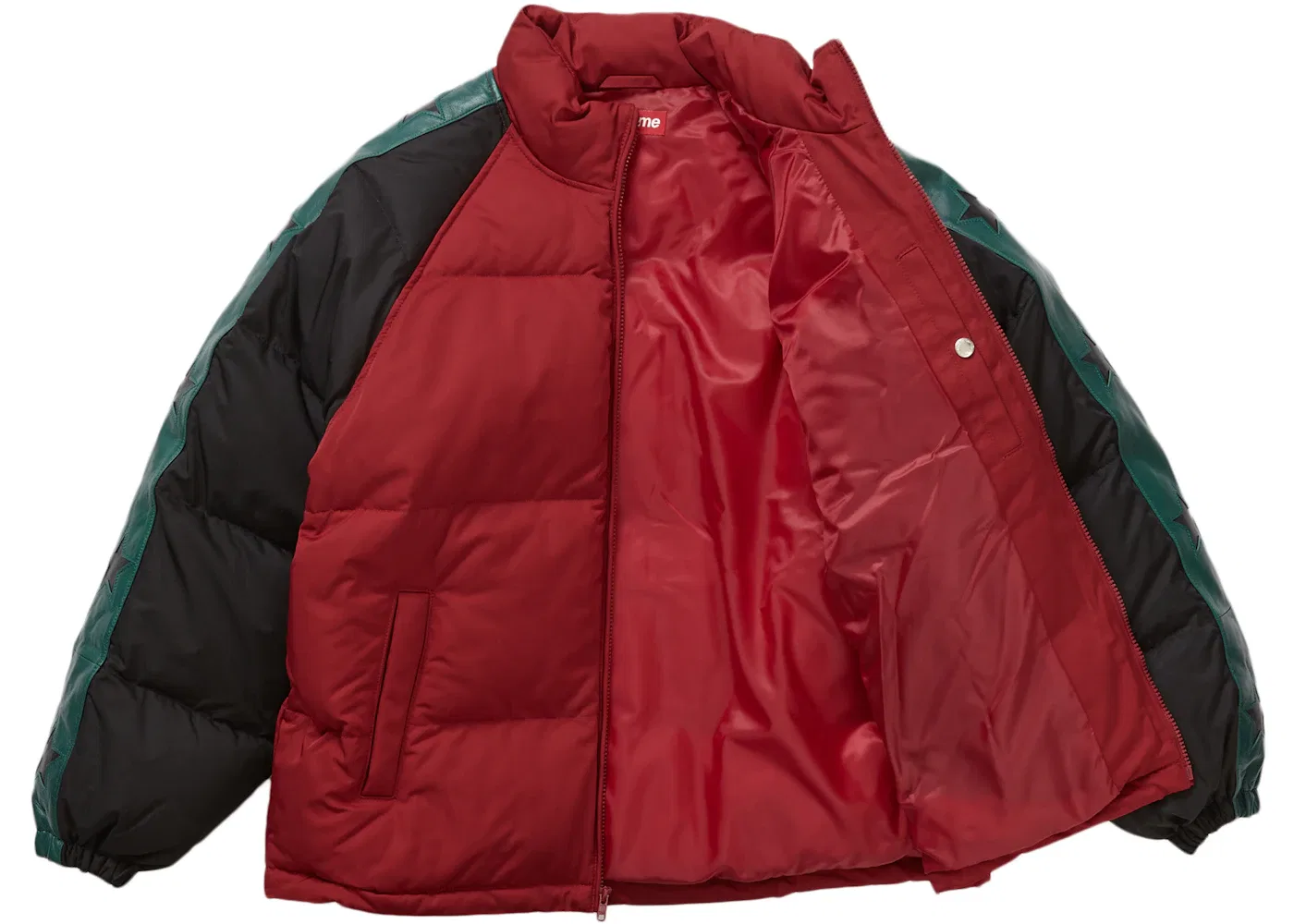Мужская пуховая куртка с принтом звезд Supreme, Red — фото 2