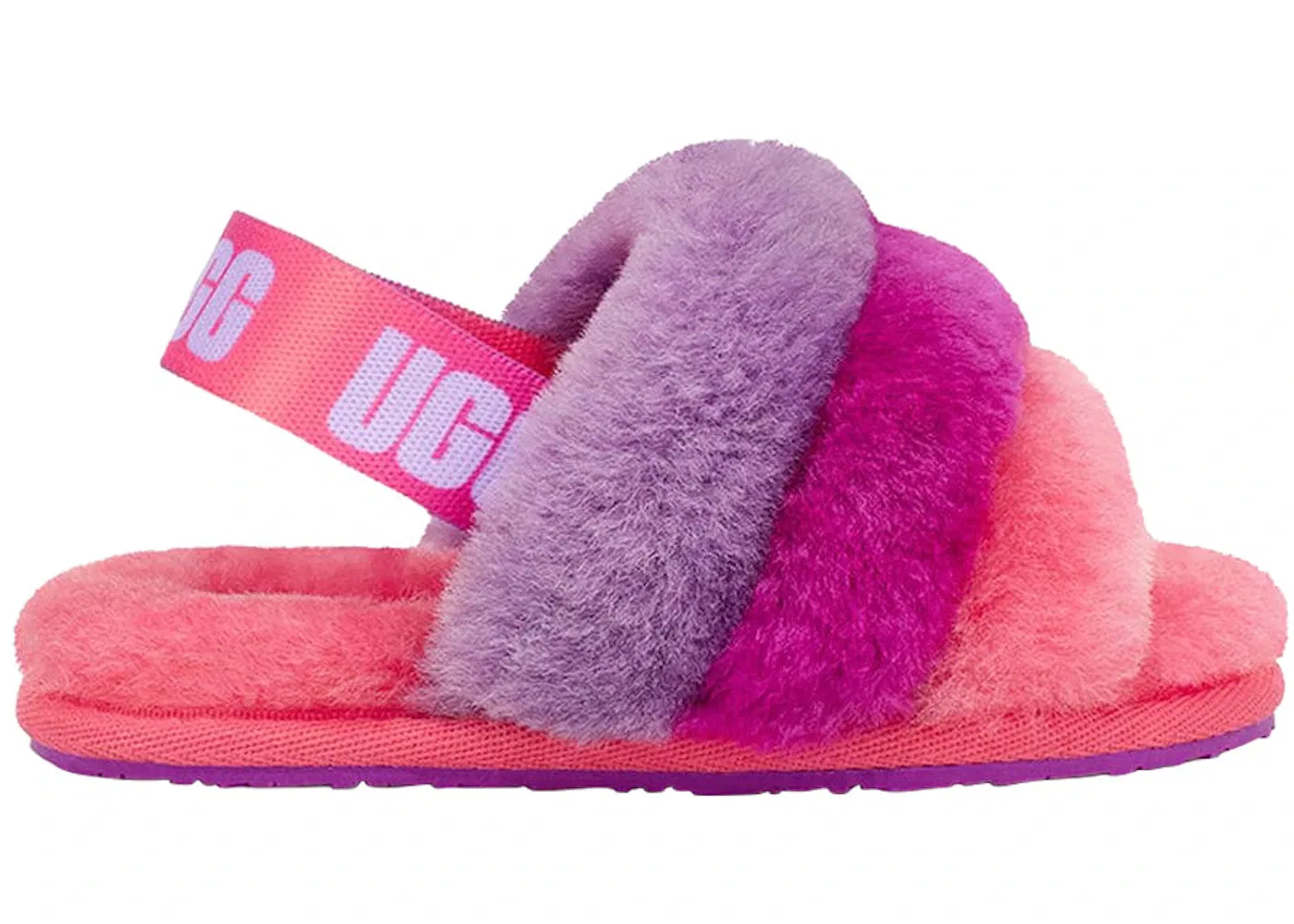 Детские шлепанцы UGG Fluff Yeah Slide, Purple Rainbow