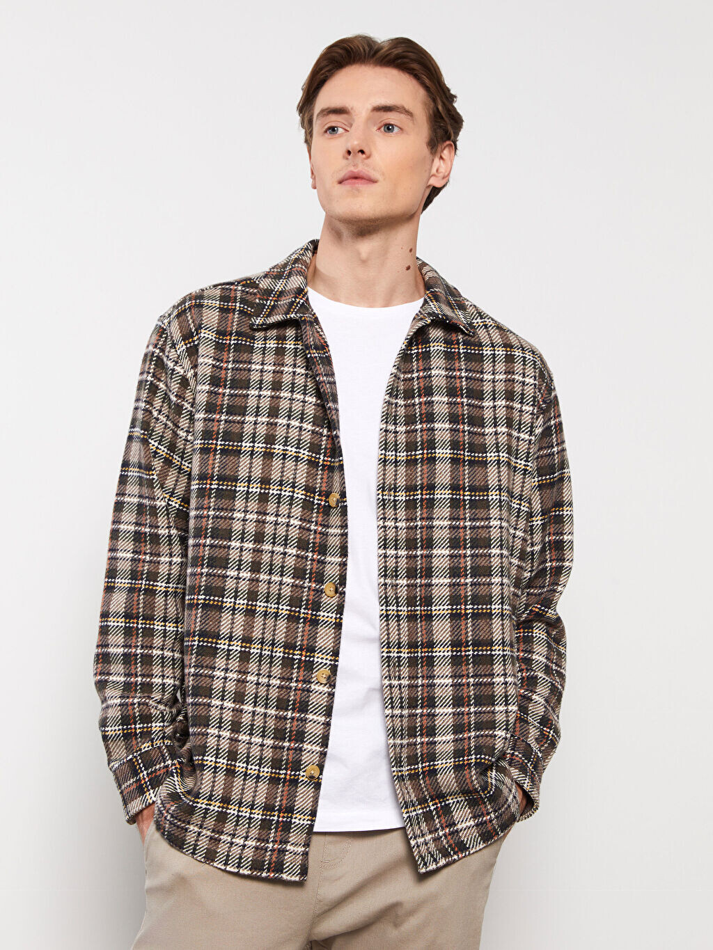 

Повседневная мужская рубашка-рубашка в клетку с длинным рукавом LCW Casual