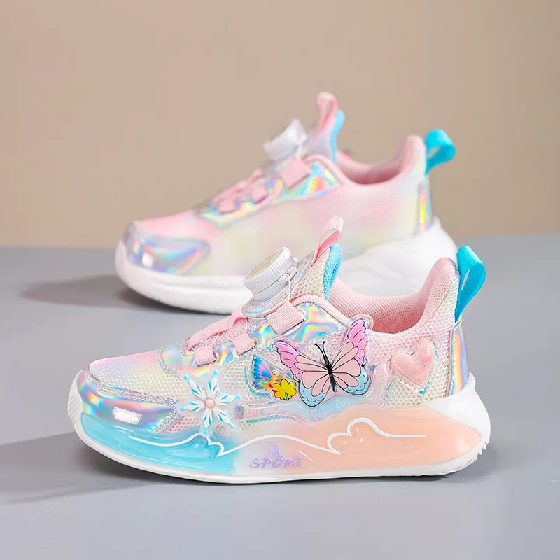Детские кроссовки для девочек с принтом утки, модель S985 Duck, KINDDOG, Pink — фото 4