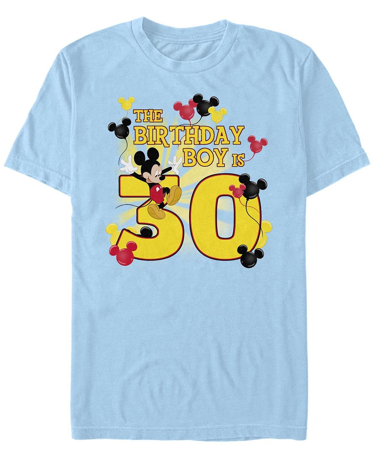 

Мужская футболка с круглым вырезом и короткими рукавами mickey birthday 30 Fifth Sun, светло-синий