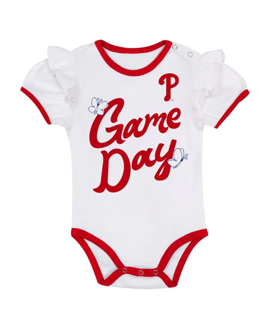 Комплект боди с юбкой и повязкой на голову Philadelphia Phillies Outerstuff, White Red — фото 2