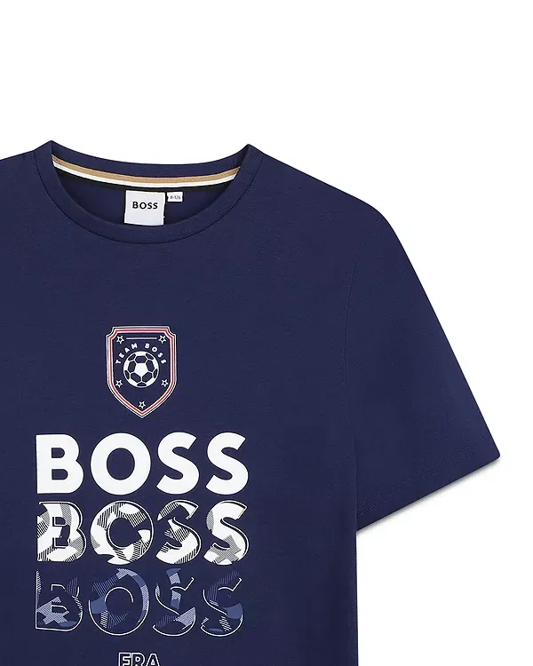 Детская футболка для мальчиков с коротким рукавом Team BOSS Boss Kidswear, Medieval Blue — фото 3