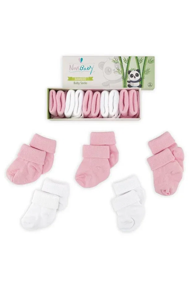 Детские носки для новорожденных хлопковые комплект 5 шт Basics Novibaby, Pinky