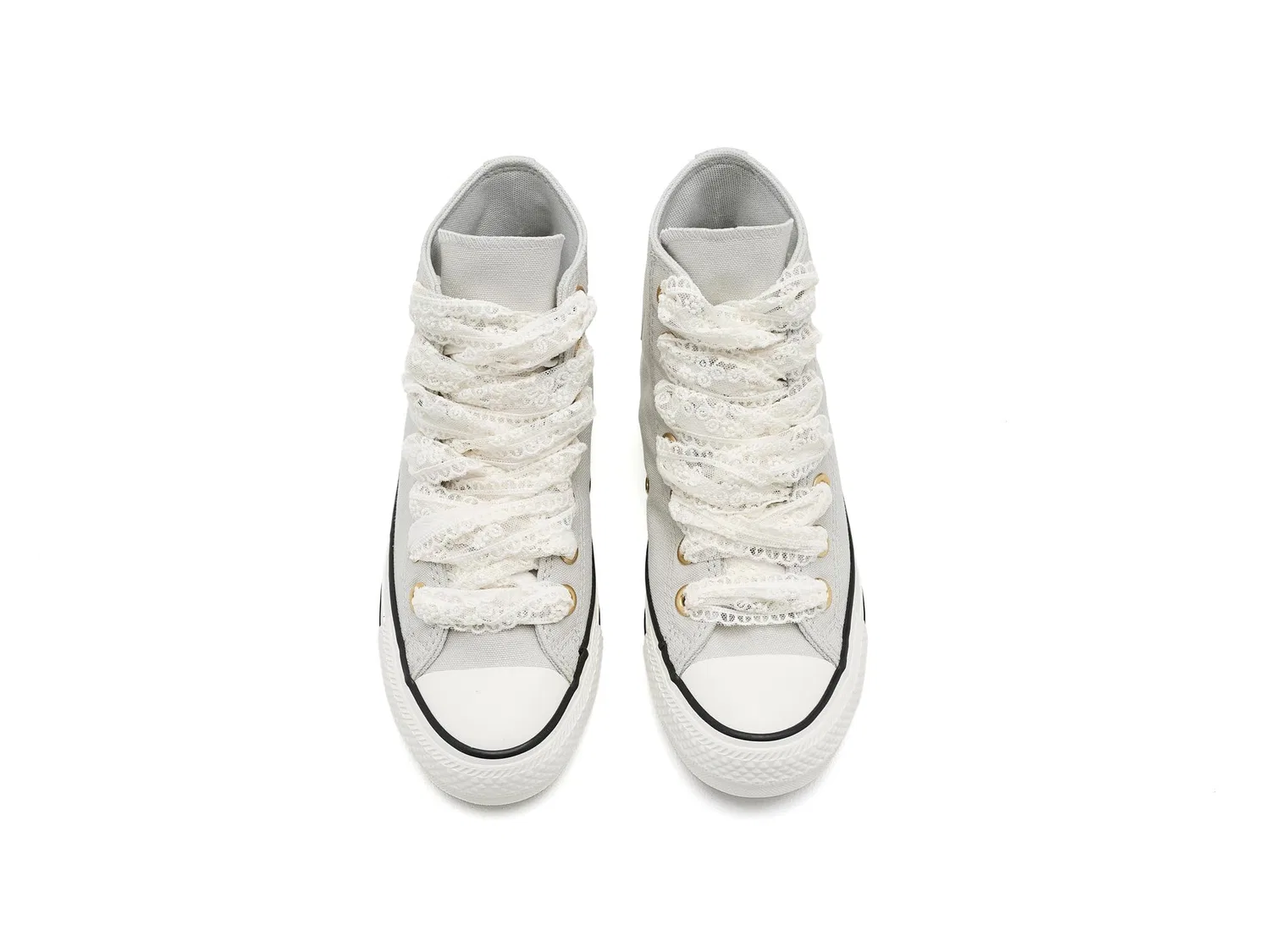 Кеды Chuck Taylor All Star Lace (для детей постарше) Converse Kids, Light Grey/Gold/Vintage White — фото 3