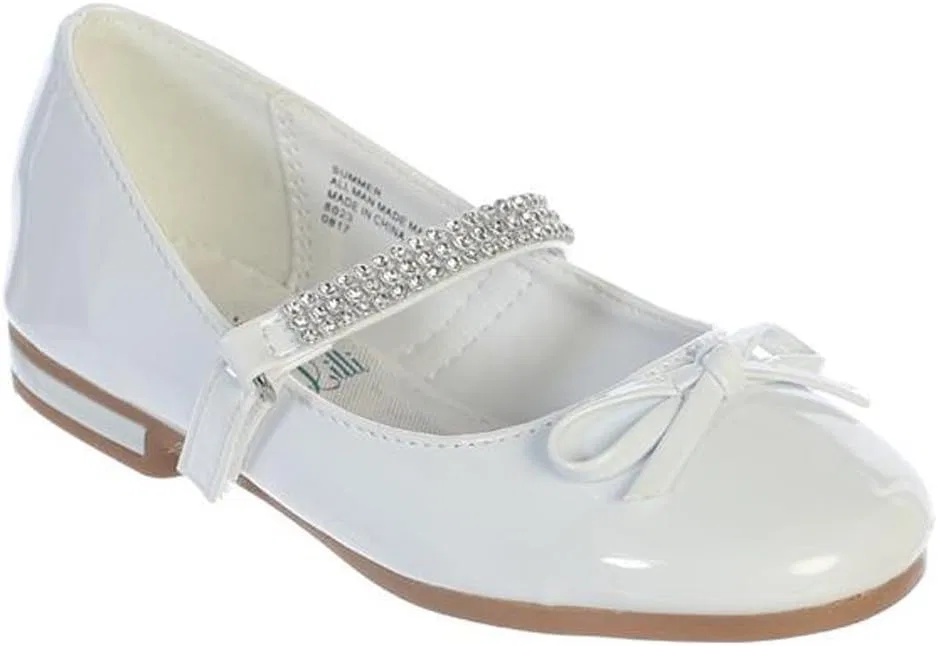 Детские туфли Мэри Джейн с ремешком и стразами iGirlDress, White