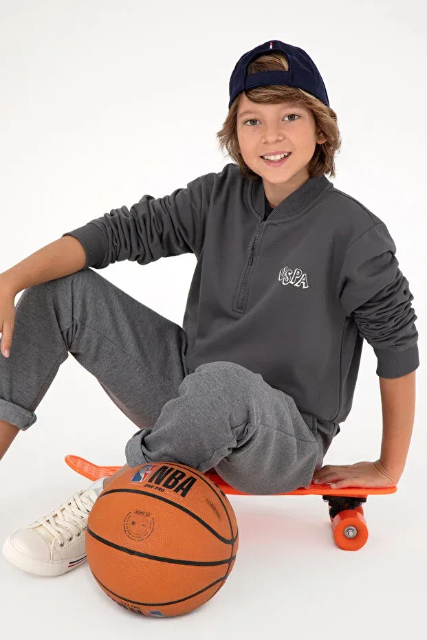 Детские свитшот для мальчиков с длинным рукавом U.S. Polo Assn., Anthracite