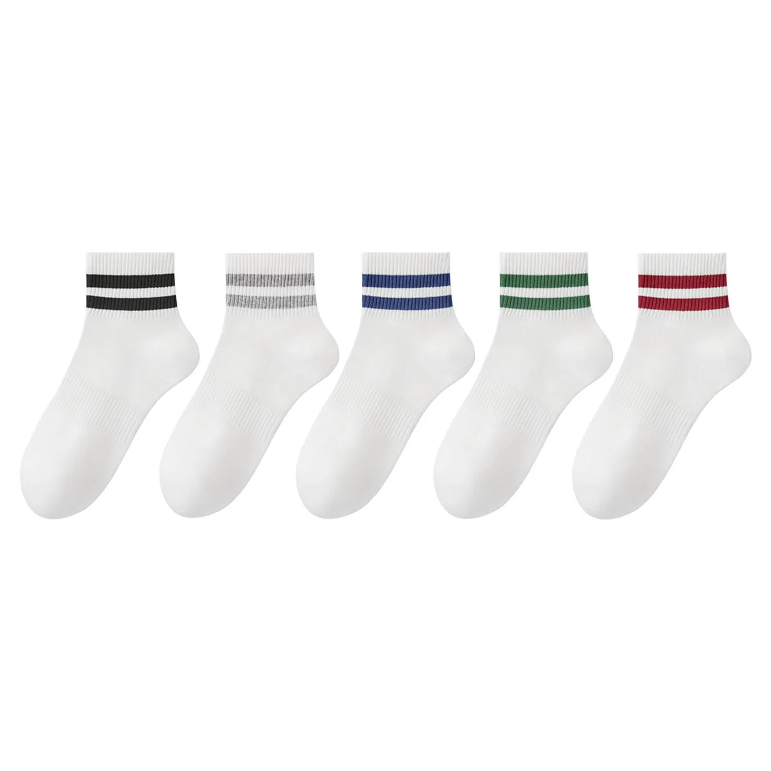 Детские носки с полосатым принтом, комплект из 5 пар, Ankle Socks, MIANZHUWU — фото 4