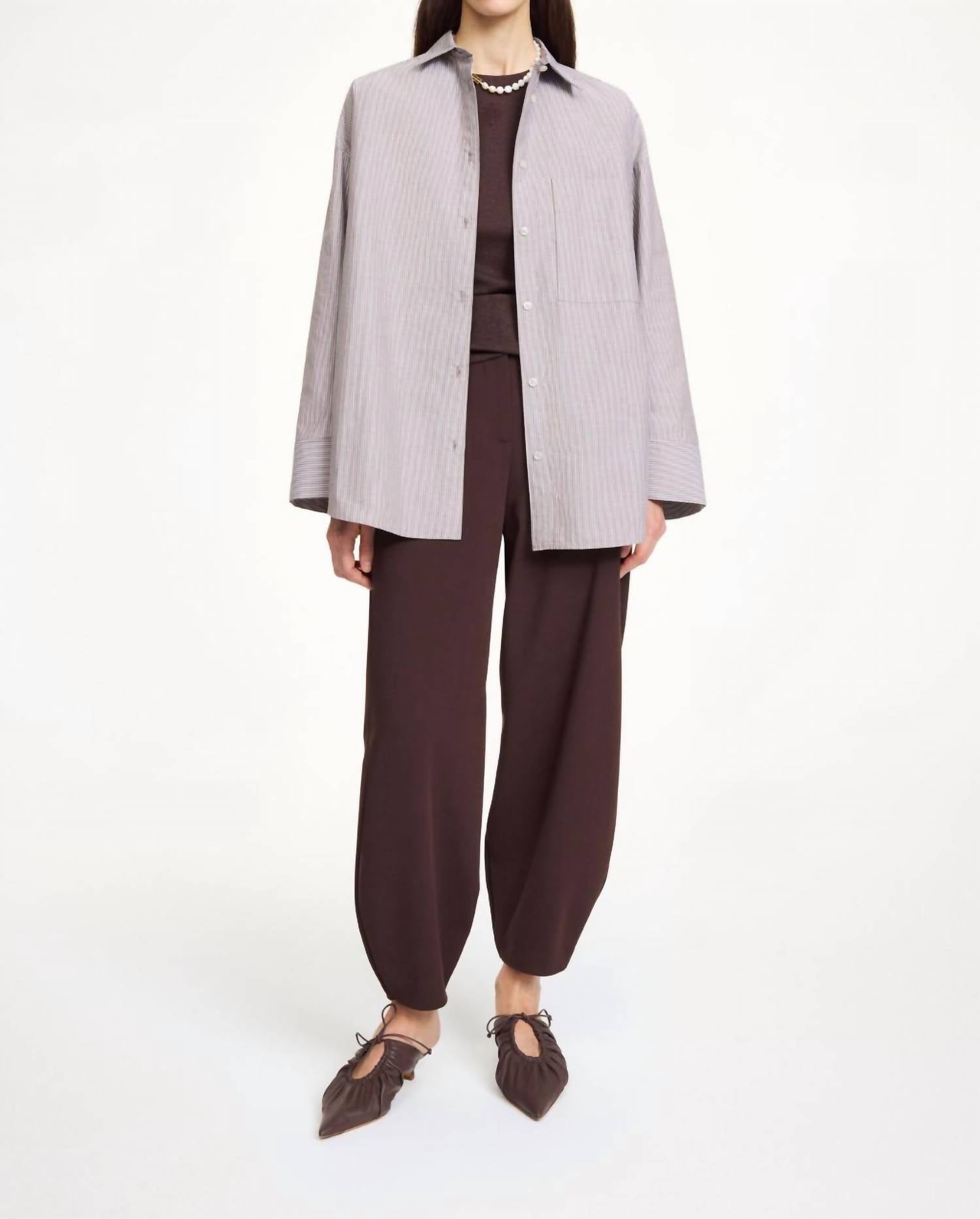 

Рубашка Derris из органического хлопка в тонкую коричневую полоску By Malene Birger, Thin Brown Stripe