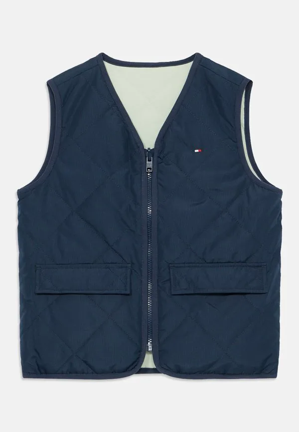 Двусторонний стеганый жилет из смешанных тканей. Tommy Hilfiger, Dark Night Navy/Misty Sage — фото 3