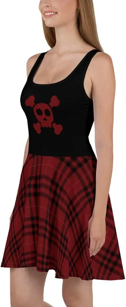Женское платье-трапеция Skull Punk Skater Dress, White