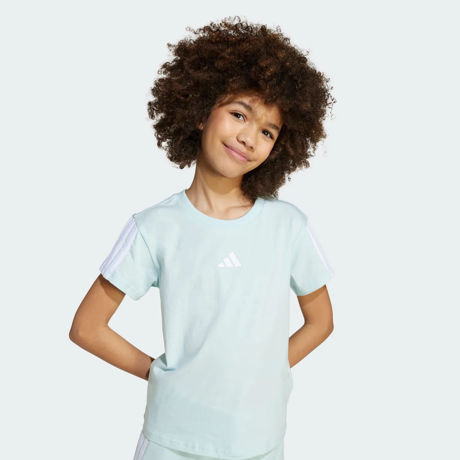 Детская футболка с круглым вырезом Essentials Kids Adidas, Aquamaringrun Weiss Blau — фото 4
