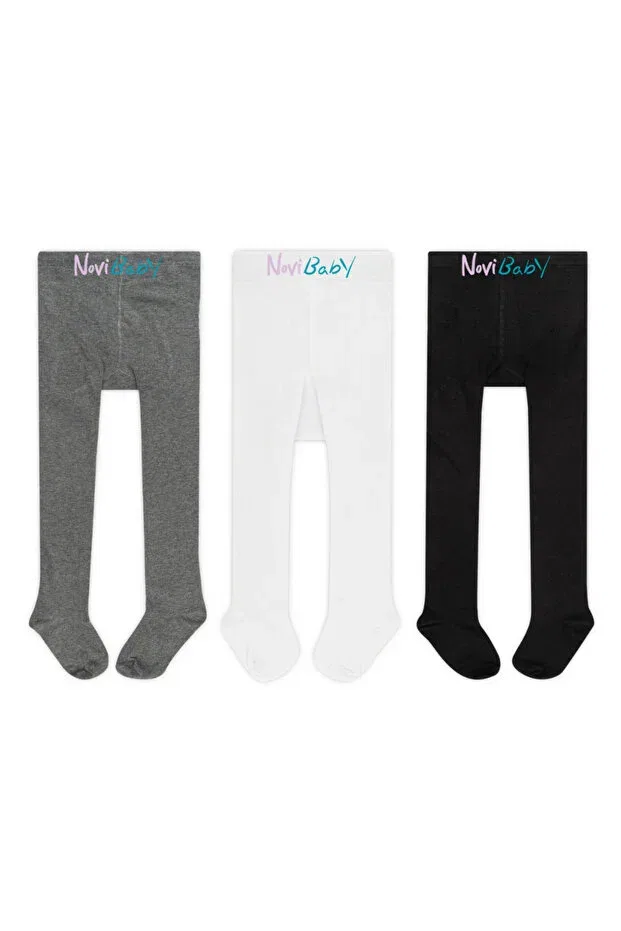 Детские колготки хлопковые 3 шт Novibaby, Gray-White-Black