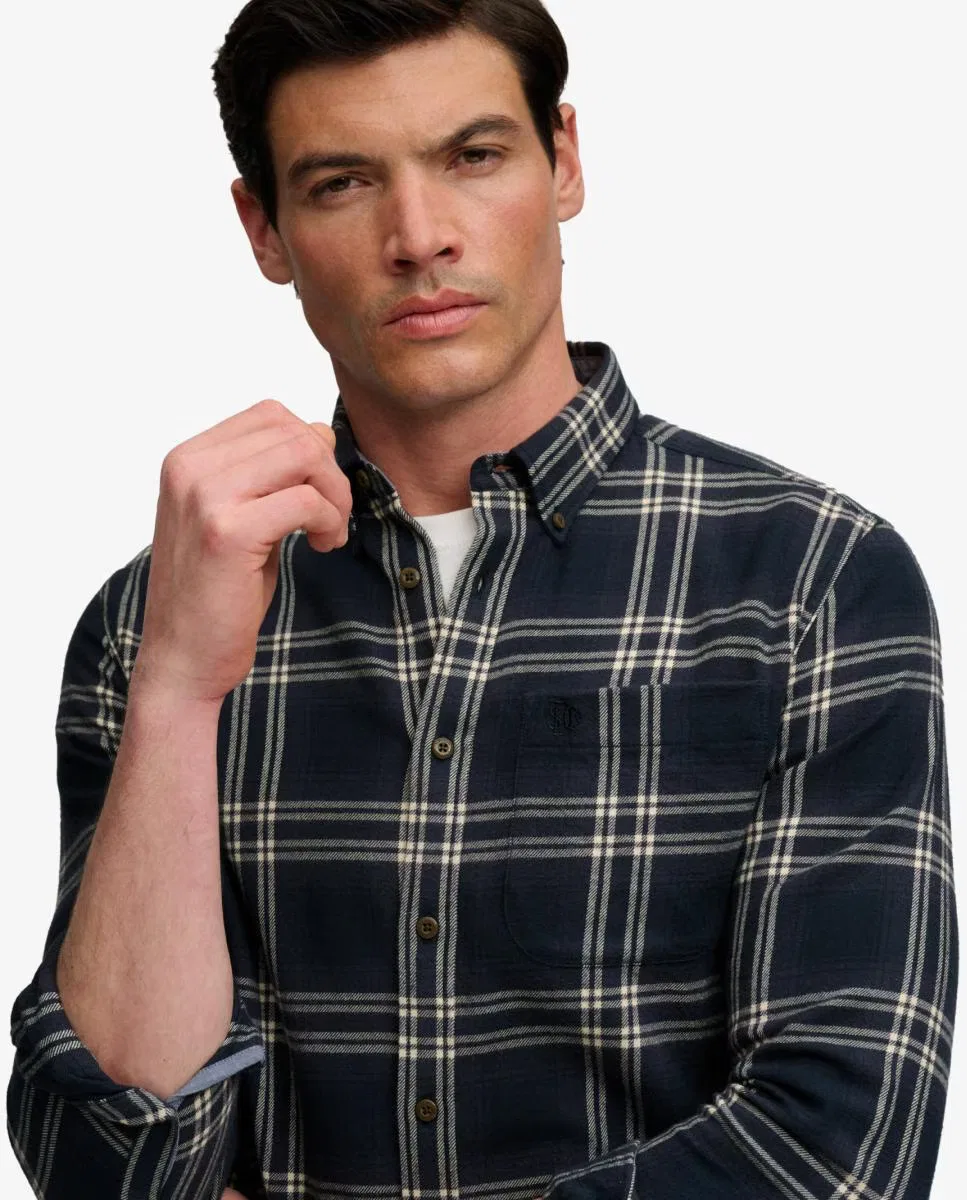 Мужская рубашка из хлопка, Lumberjack, Superdry, темно-синий — фото 4